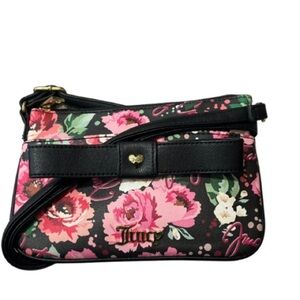 Juicy Couture Floral Crossbody Bag in Black and Pink